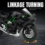 Jiaye 1:9 Die-Cast Alloy Model - Compatible with Kawasaki Ninja H2R - Track-Only Supercharged Hyperbike Replica with Realistic Sound & Light, Front Suspension, Functioning Handlebars & Chain-Driven Rear Wheel