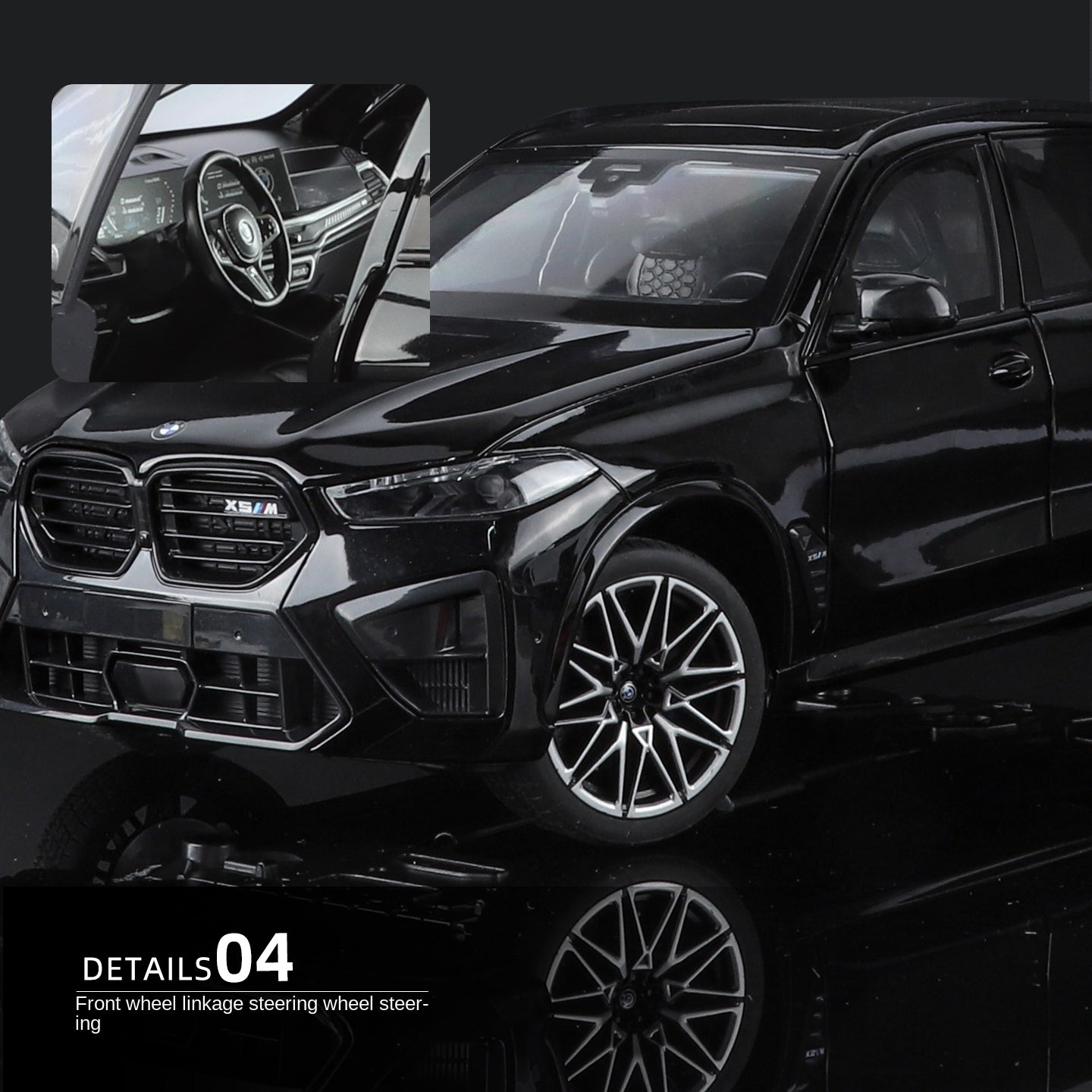 Black Mamba 1:18 Scale Licensed BMW X5 M Die-Cast Alloy Static Model - Opening Doors, Shock Absorption, Steering, Adjustable Seats & Foldable Mirrors - Luxury Performance SUV Collection