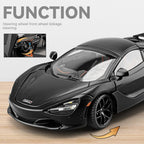 Chezhi 1:18 Die-Cast Alloy Model - Compatible with McLaren 720S Supercar - Masterpiece Edition with Retractable Roof, Adjustable Rear Wing, Opening Doors, Realistic Sound & Light, Pull-Back Action,  and Horn Sound