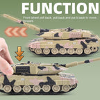 XHD 1:35 Die-Cast Alloy Model - Compatible with Leopard 2 Main Battle Tank - Feature-Packed with Smoke/Spray Effect, Sound & Light, Pull-Back Action & Removable Tracks