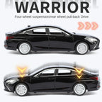 Juguete modelo de aleación fundida a presión a escala 1:24 compatible con Lexus ES300h: puertas que se abren, sonido e iluminación, función de retroceso, amortiguación, dirección, bocina y espejos plegables. Colección de sedanes de lujo.