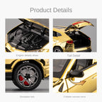 Chezhi 1:24 Scale Chrome Plated Die-Cast Alloy Model Toy Compatible with Lamborghini Urus - Opening Doors, Sound & Light, Pull-Back Function, Shock Absorption, Steering, Horn & Foldable Mirrors - Luxury SUV Collection