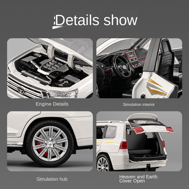 Toyota Land Cruiser a control remoto con licencia Chezhi, escala 1:24, modelo de aleación fundida a presión, con control remoto, avance/retroceso, dirección y bocina. Colección de vehículos todoterreno.