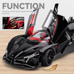 Chezhi 1:18 Die-Cast Alloy Model - Compatible with Apollo Evo Hypercar - Feature-Packed with Opening Doors, Realistic Sound & Light, Pull-Back Action, Shock Absorption & Interactive Steering Wheel with Functional Linkage and Horn Sound