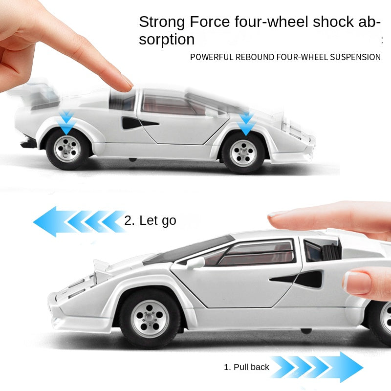 XHD 1:24 Scale Die-Cast Alloy Model Toy Compatible with Lamborghini Countach LP500 S - Pop-Up Headlights, Opening Doors, Sound & Light, Pull-Back Function, Shock Absorption, Steering & Horn - Classic Supercar Collection