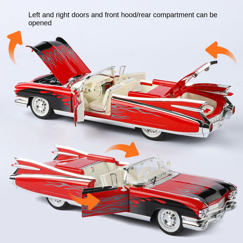 Jinglifang 1:24 Scale Convertible Edition Die-Cast Alloy Model Toy Compatible with Cadillac Eldorado - Opening Doors, Sound & Light, Pull-Back Function, Shock Absorption, Steering & Horn - Classic Luxury Car Collection