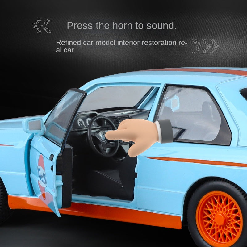 Jin Lifang 1:24 Die-Cast Alloy Model - Compatible with BMW M3 - Racing Livery Edition with Opening Doors, Sound & Light, Pull-Back Action, Shock Absorption & Interactive Steering Wheel