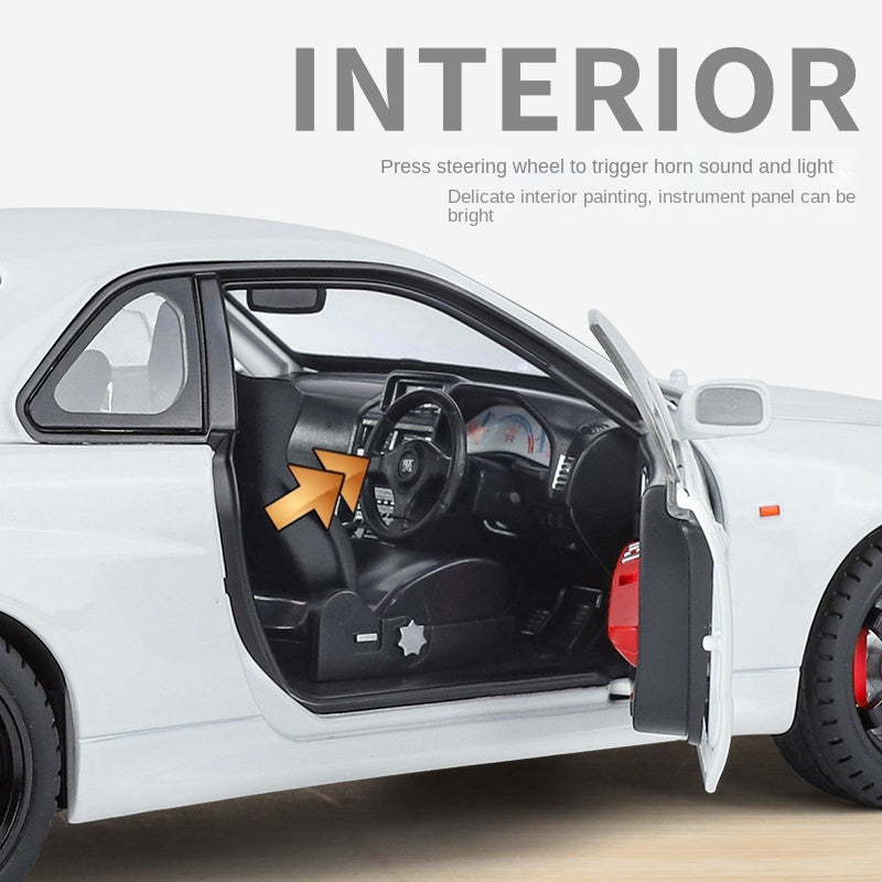Jin Lifang 1:18 Die-Cast Alloy Model - Compatible with Nissan GT-R - High-Performance Supercar with Detachable Wheels, Opening Doors, Sound & Light, Shock Absorption & Interactive Steering Wheel