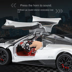 XHD 1:24 Spray Edition Die-Cast Alloy Model - Compatible with Pagani Huayra BC - Ultimate Hypercar with Opening Doors, Sound & Light, Pull-Back Action, Shock Absorption & Steering