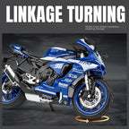 Jiaye 1:12 Scale Die-Cast Alloy Motorcycle Model Toy Compatible with Yamaha YZF-R1M - Sound & Light, Steering & Shock Absorption - Superbike Collection
