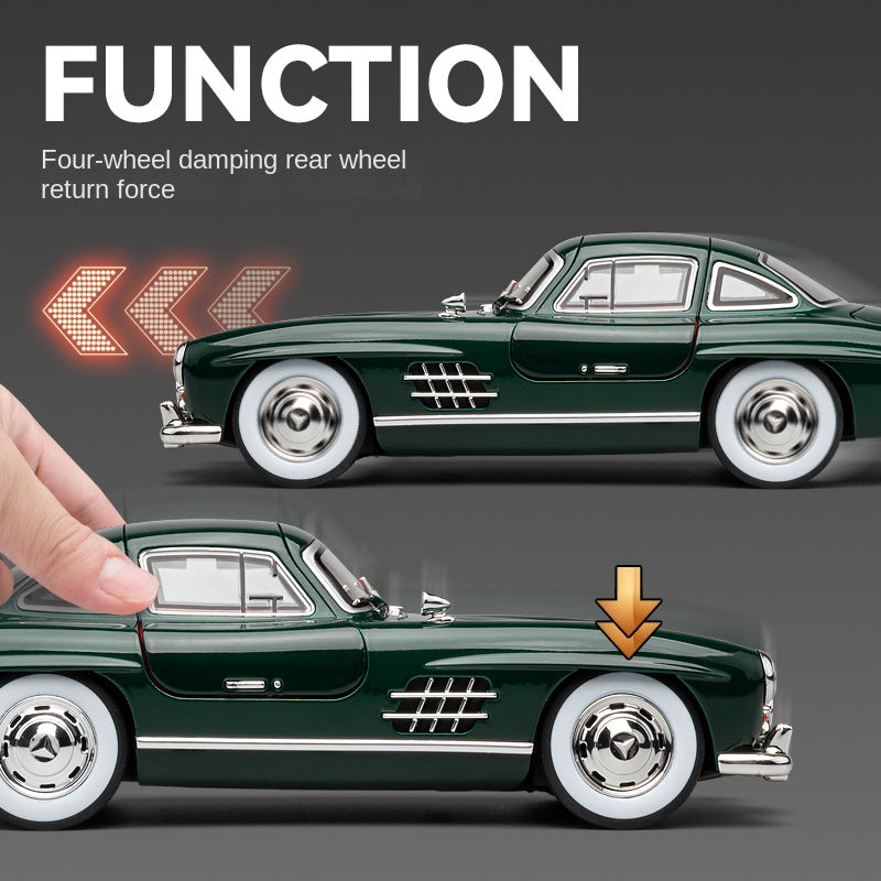 Chezhi 1:24 Scale Die-Cast Alloy Model Toy Compatible with Mercedes-Benz 300SL - Opening Doors, Sound & Light, Pull-Back Function, Shock Absorption, Steering & Horn - Classic Sports Car Collection