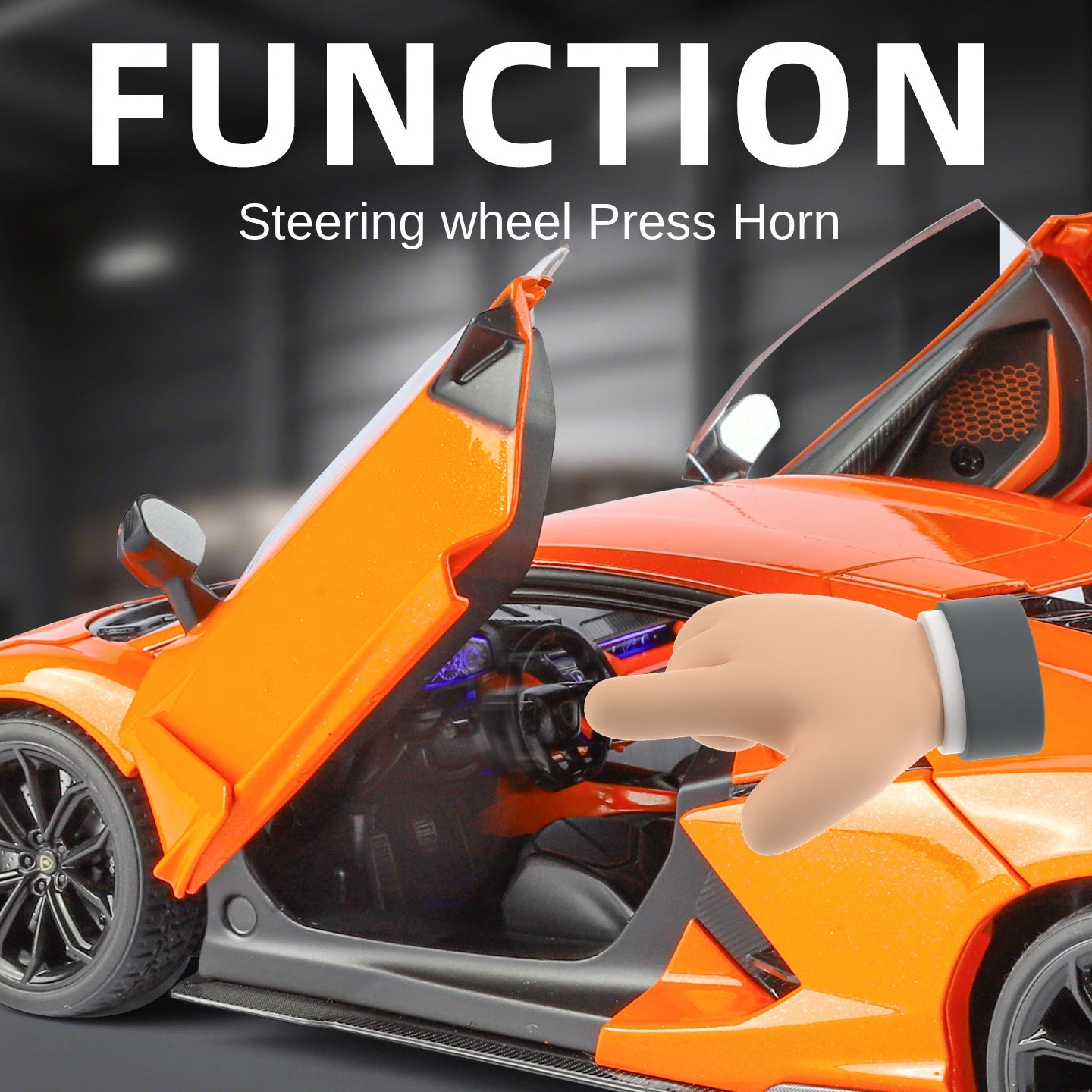 Black Mamba 1:18 Scale Licensed Lamborghini Reventón Die-Cast Alloy Model Toy - Opening Doors, Sound & Light, Shock Absorption, Steering, Horn, Adjustable Seats & Adjustable Rear Wing - Limited Edition Hypercar Collection