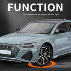 HaoChi 1:24 Scale Licensed Audi RS7 with Grille Flashing Lights Die-Cast Alloy Model Toy - Opening Doors, Sound & Light, Pull-Back Function, Shock Absorption, Steering, Horn & Adjustable Rear Wing - Sports Car Collection