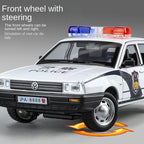 XHD 1:24 Scale Die-Cast Alloy Model Toy Compatible with Santana - Police / Driving School / Taxi Designs, Opening Doors, Sound & Light, Pull-Back Function, Shock Absorption & Steering - Multi-Role Vehicle Collection