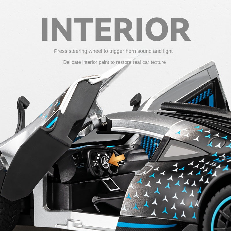 Chezhi 1:24 Die-Cast Alloy Model - Compatible with Mercedes-AMG ONE - F1 Hybrid Hypercar with Opening Doors, Sound & Light, Pull-Back Action, Shock Absorption, Steering & Adjustable Rear Wing