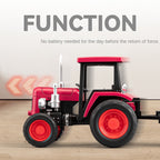 1:24 Die-Cast Alloy Tractor Model - Farm Vehicle with Simulated Starting Crank, Sound & Light, Pull-Back Action, Liftable Trailer & Lowerable Tailgate