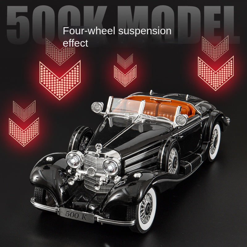 OK 1:18 Die-Cast Alloy Model - Compatible with Mercedes-Benz 500K - Pre-War Classic Roadster with Opening Doors, Sound & Light, Shock Absorption & Interactive Steering Wheel