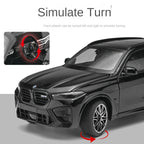 Black Mamba 1:24 Scale Licensed BMW X5 M Die-Cast Alloy Model Toy - Opening Doors, Sound & Light, Pull-Back Function, Shock Absorption, Steering, Horn & Adjustable Seats - Luxury Performance SUV Collection
