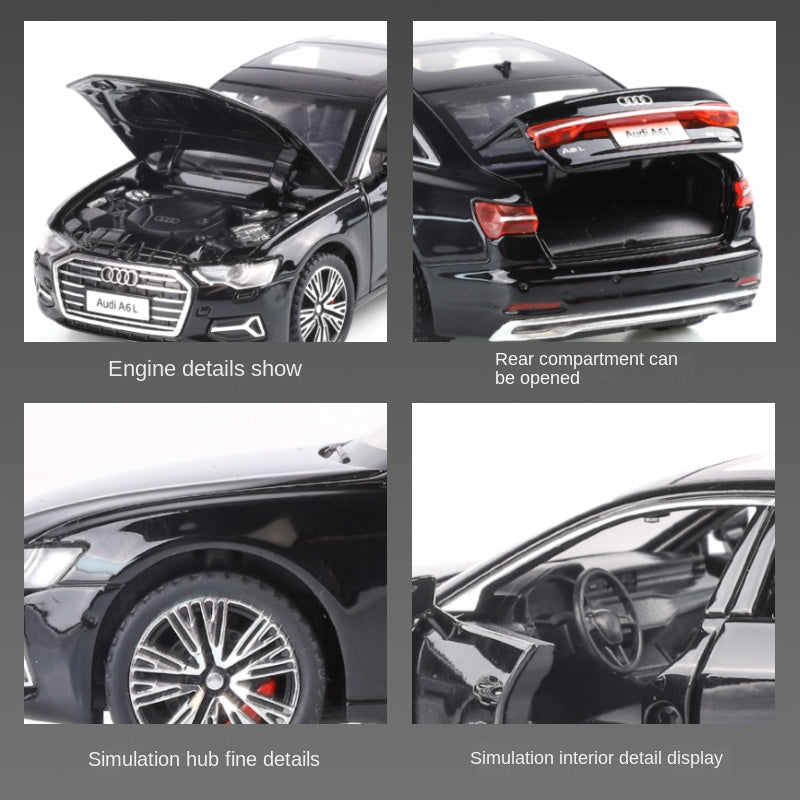 Haochi 1:32 Licensed Audi A6L Die-Cast Alloy Model - Official Executive Sedan with Opening Doors, Realistic Sound & Light, Pull-Back Action, Shock Absorption & Steering