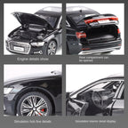 Haochi 1:32 Licensed Audi A6L Die-Cast Alloy Model - Official Executive Sedan with Opening Doors, Realistic Sound & Light, Pull-Back Action, Shock Absorption & Steering