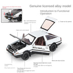 建元1:30 正版授权丰田AE86合金汽车模型 开门声光回力避震玩具车