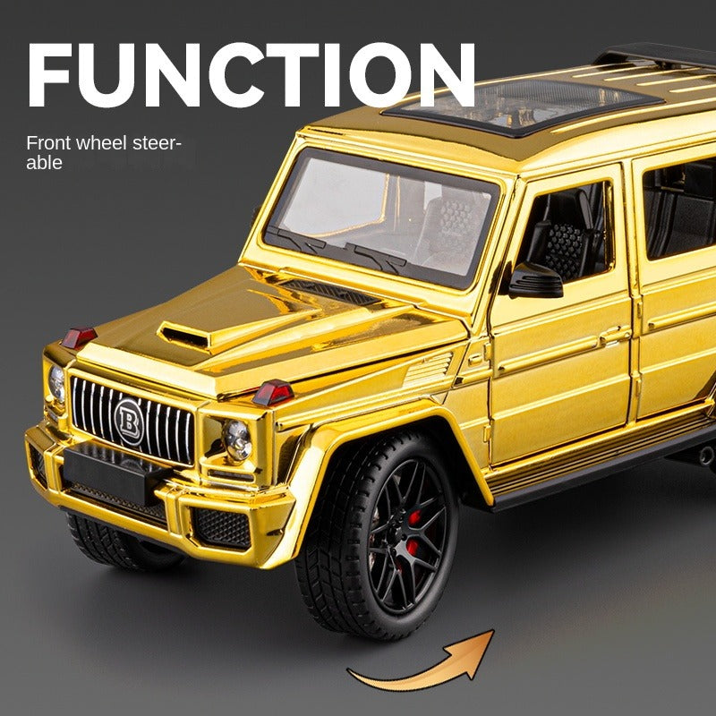 Chezhi 1:24 Chrome Edition Die-Cast Alloy Model - Compatible with Mercedes Brabus G63 - Feature-Packed with Opening Doors, Realistic Sound & Light, Pull-Back Action, Shock Absorption, Steering & Foldable Mirrors