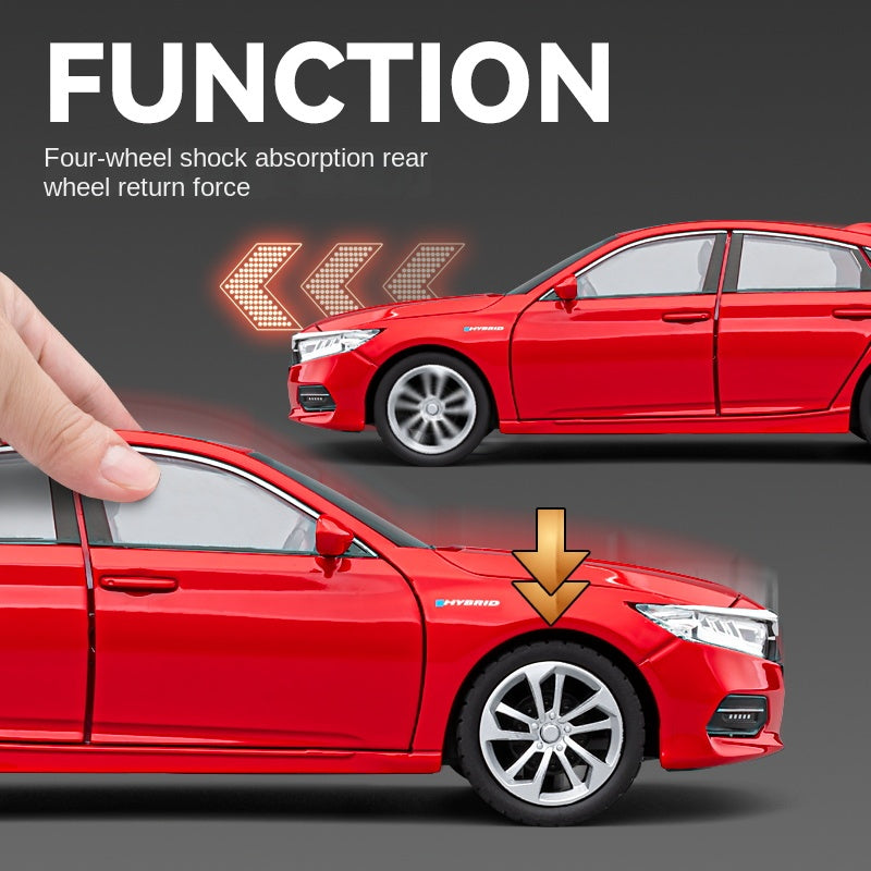 Chezhi 1:24 Licensed Honda Accord Die-Cast Alloy Model - Official Family Sedan with Opening Doors, Sound & Light, Pull-Back Action, Shock Absorption, Steering, Horn, Opening Fuel Cap & Foldable Mirrors