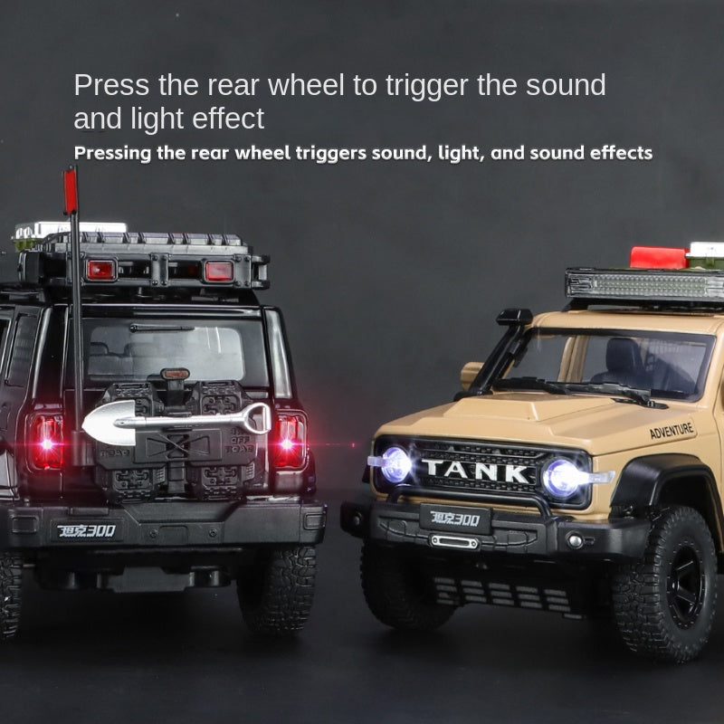 ZGTX 1:24 Scale Tuned Edition Die-Cast Alloy Model Toy Compatible with Tank 300 - with Roof Accessories, Opening Doors, Sound & Light, Pull-Back Function, Shock Absorption, Steering & Horn - Off-Road Vehicle Collection