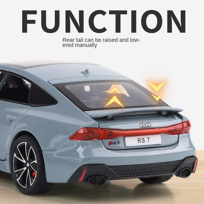 Haochi 1:32 Licensed Audi RS7 Die-Cast Alloy Model - Official High-Performance Sedan with Opening Doors, Realistic Sound & Light, Pull-Back Action, Shock Absorption, Steering & Adjustable Rear Wing