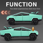 Modelo de juguete de aleación Tesla Cybertruck Camper a escala 1:24 XHD con minimoto, estación de carga y accesorios - Colección de vehículos eléctricos de aventura