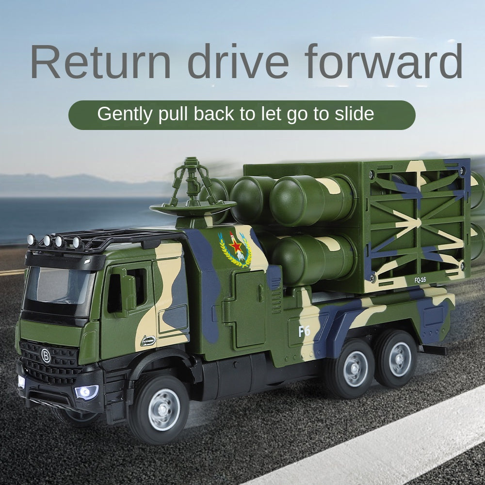 XHD 1:35 Scale HQ-16 Surface-to-Air Missile Launch Vehicle Die-Cast Alloy Model Toy - Ejectable & Elevating Missiles, Opening Doors, Sound & Light, Pull-Back Function - Air Defense Missile Collection