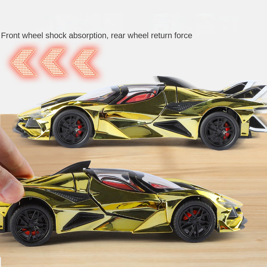 Apollo Intensa Emozione, modelo de aleación fundida a presión, edición cromada, escala 1:24, XHD: efecto humo, puertas que se abren, sonido e iluminación, función de retroceso y amortiguación - Colección Hypercar