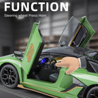 Black Mamba 1:24 Scale Licensed Lamborghini Aventador SVJ63 Die-Cast Alloy Model Toy - Removable Roof, Adjustable Seats, Opening Doors, Sound & Light, Pull-Back Function, Shock Absorption, Steering & Horn - Limited Edition Supercar Collection