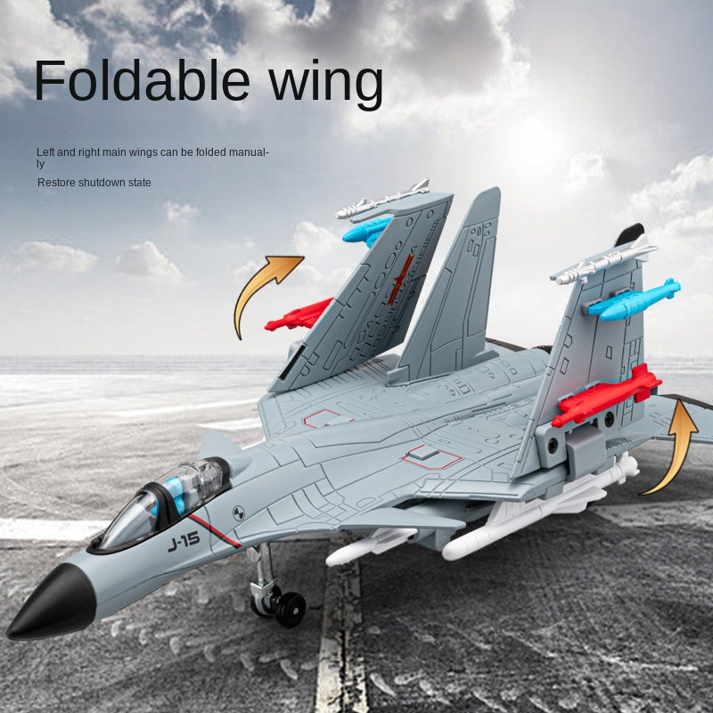 Chezhi 1:89 Scale Licensed J-15 Carrier-Based Fighter Die-Cast Alloy Aircraft Model with Display Stand - Ejectable Missiles, Opening Hatches, Sound & Light, Pull-Back Function - Official Naval Aviation Collection