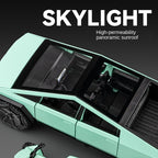 Chezhi 1:32 Scale Die-Cast Alloy Model Toy Compatible with Tesla Cybertruck - with Mini Motorcycle, Opening Doors, Sound & Light, Pull-Back Function - Electric Truck Collection