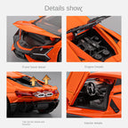 Modelo de juguete de aleación fundida a presión Chezhi a escala 1:32 compatible con Lamborghini Revuelto: puertas que se abren, sonido e iluminación, función de retroceso y alerón trasero ajustable - Colección de hipercoches híbridos