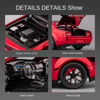 Chezhi 1:24 Chrome Edition Die-Cast Alloy Model - Compatible with Dodge Hellcat Muscle Car - Feature-Packed with Opening Doors, Realistic Sound & Light, Pull-Back Action, Shock Absorption, Steering & Horn