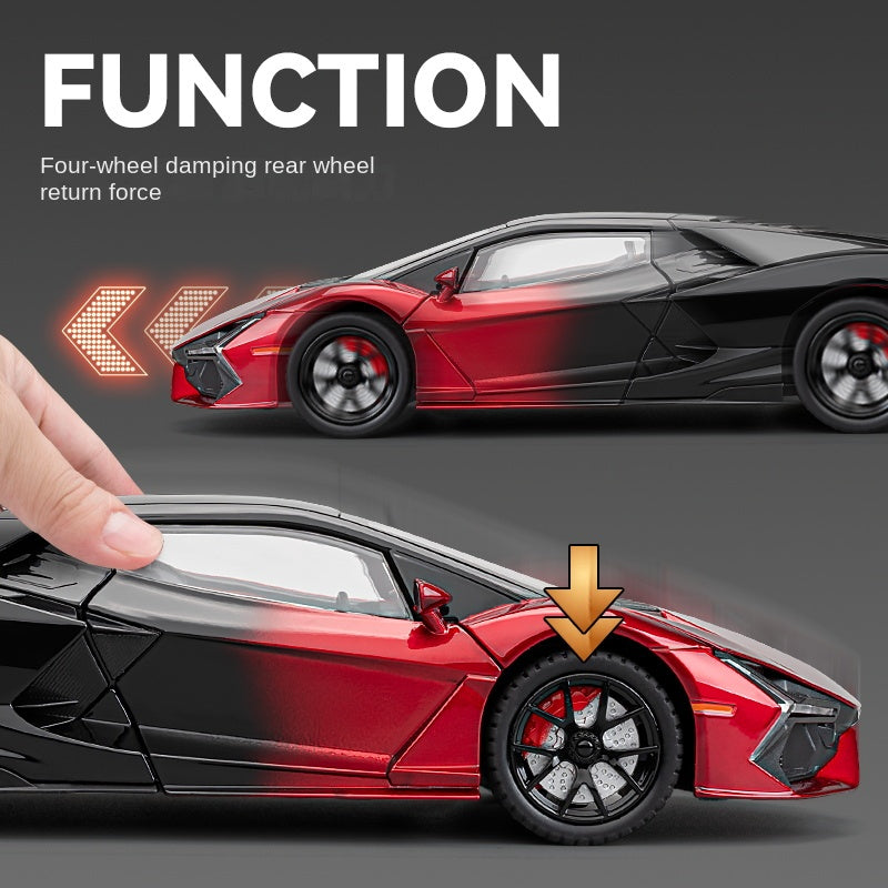 Chezhi 1:24 Die-Cast Alloy Model - Compatible with Lamborghini Revuelto - Flagship Hybrid Hypercar with Opening Doors, Sound & Light, Pull-Back Action, Shock Absorption, Steering, Horn & Adjustable Rear Wing