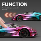 Chezhi 1:24 Chrome Edition Die-Cast Alloy Model - Compatible with Apollo Evo Hypercar - Feature-Packed with Opening Doors, Realistic Sound & Light, Pull-Back Action, Shock Absorption, Steering & Horn
