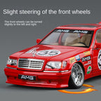 Jinglifang 1:24 Scale Stance Edition Die-Cast Alloy Model Toy Compatible with Mercedes-Benz S-Class W140 - Opening Doors, Sound & Light, Shock Absorption & Foldable Mirrors - Custom Luxury Sedan Collection