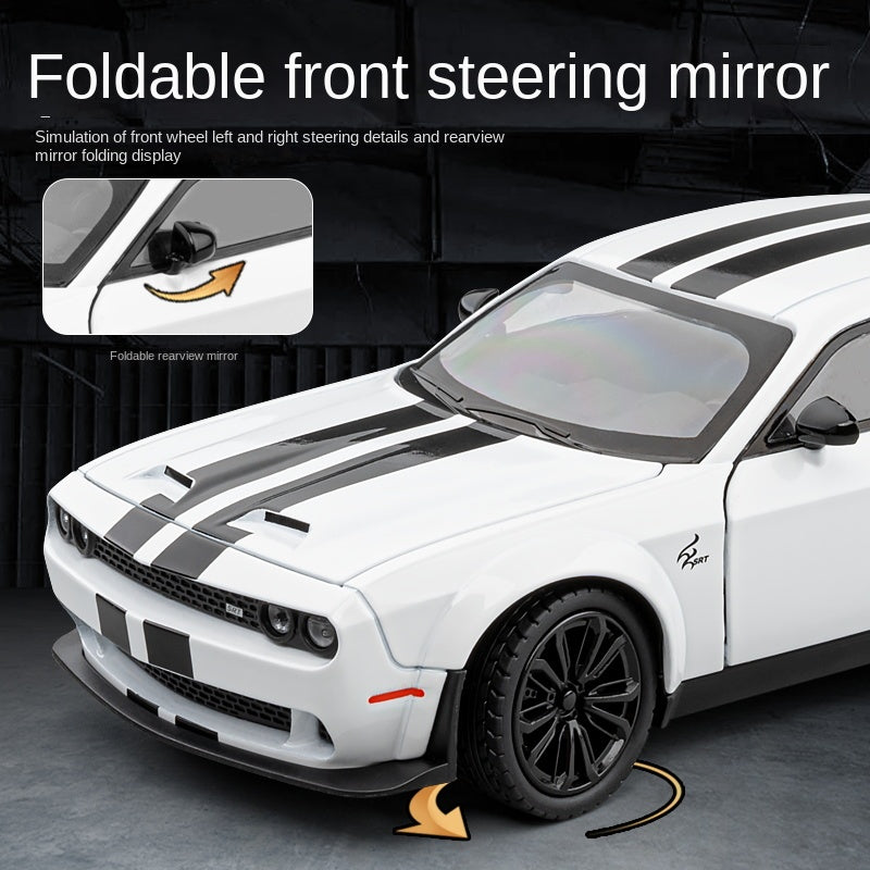 Jiaye 1:22 Die-Cast Alloy Model - Compatible with Dodge Challenger SRT Hellcat - American Muscle Car with Opening Doors, Sound & Light, Pull-Back Action, Shock Absorption, Steering, Horn & Foldable Mirrors