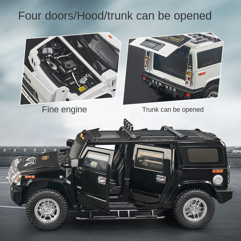 OK 1:18 Die-Cast Alloy Model - Compatible with Hummer H2 - Full-Size Off-Road SUV with Opening Doors, Sound & Light, Shock Absorption, Interactive Steering Wheel, Adjustable Seats & Opening Fuel Cap