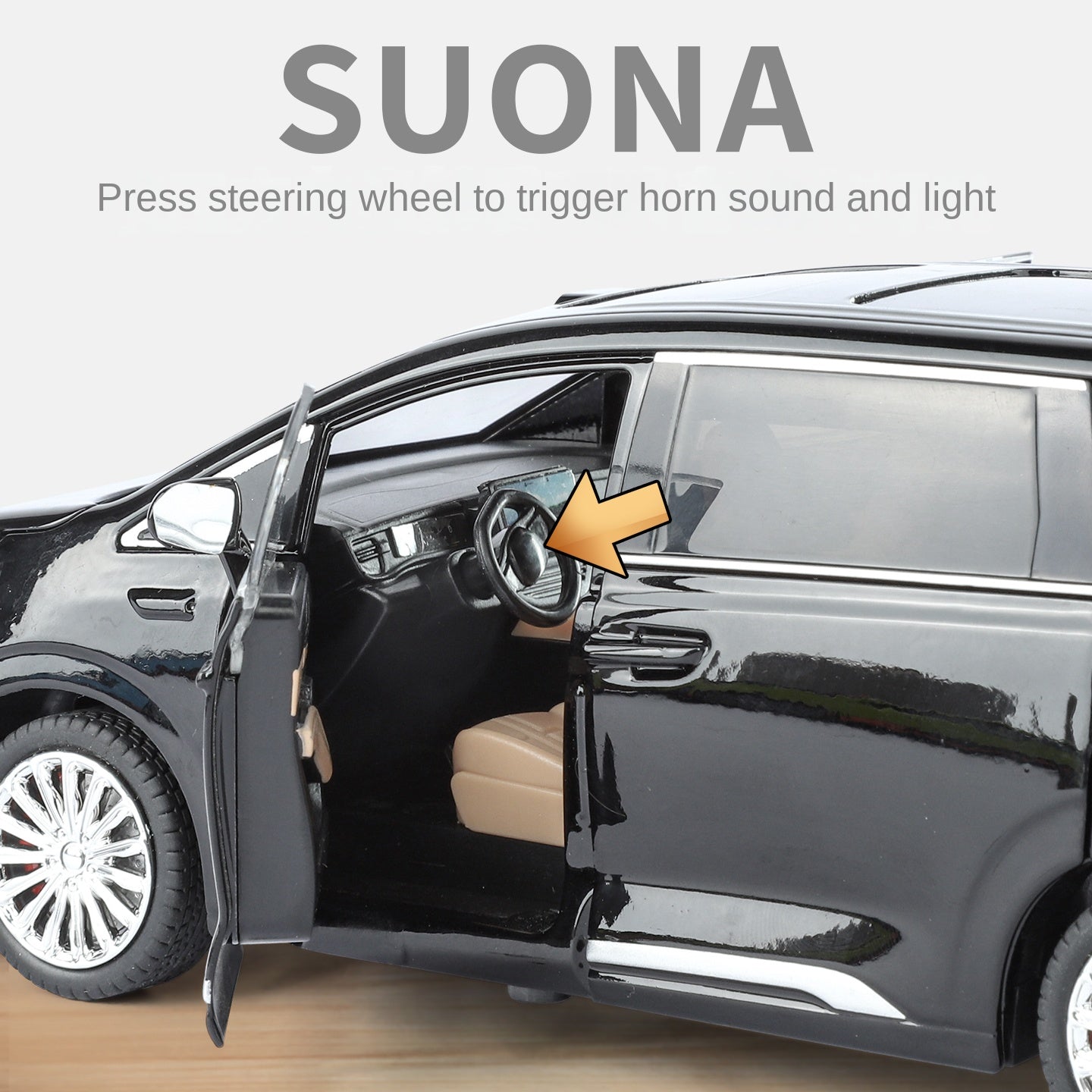 Juguete modelo ZGTX de aleación fundida a presión a escala 1:24 compatible con Denza D9: puertas que se abren, sonido e iluminación, función de retroceso, amortiguación, dirección y bocina. Colección de monovolúmenes de lujo.