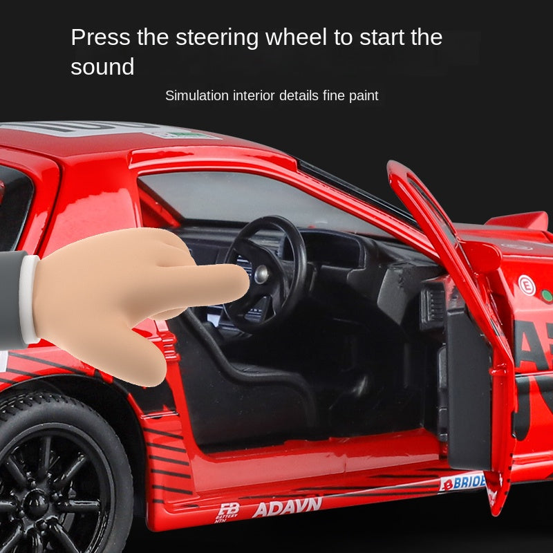 Jin Lifang 1:24 Die-Cast Alloy Model - Compatible with Mazda RX-7 FC - JDM Icon with Pop-Up Headlights, Opening Doors, Sound & Light, Pull-Back Action, Shock Absorption & Interactive Steering