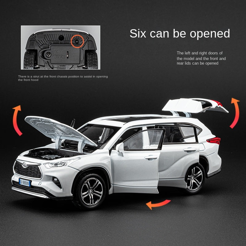 Jiaye 1:32 Scale Die-Cast Alloy Model Toy Compatible with Toyota Highlander - Opening Doors, Sound & Light, Pull-Back Function - Family SUV Collection