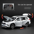 Jiaye 1:32 Scale Die-Cast Alloy Model Toy Compatible with Toyota Highlander - Opening Doors, Sound & Light, Pull-Back Function - Family SUV Collection