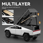 Chezhi 1:32 Die-Cast Alloy Model - Compatible with  Tesla Cybertruck Camping RV with Mini Motorcycle, Opening Doors, Sound & Light, Pull-Back Action & Shock Absorption