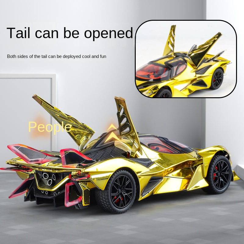XHD 1:24 Chrome Edition Die-Cast Alloy Model - Compatible with Apollo Evo Hypercar - Feature-Packed with Opening Doors, Realistic Sound & Light, Pull-Back Action & Shock Absorption