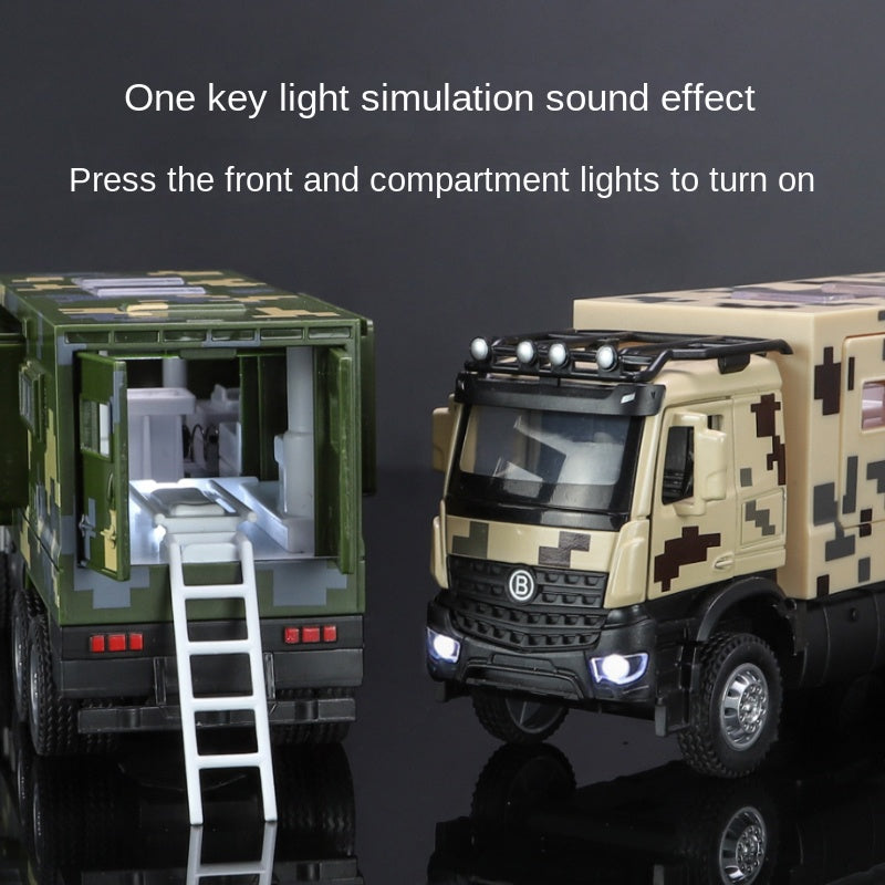 XHD 1:35 Scale Military Ambulance Die-Cast Alloy Model Toy with Red Cross Decals & Medical Equipment Simulation - Opening Doors, Sound & Light, Pull-Back Function - Military Vehicle Collection