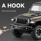 Chezhi 1:24 Die-Cast Alloy Model - Compatible with Jeep Wrangler Off-Roader - Feature-Packed with Removable Roof, Extendable Winch, Opening Doors, Realistic Sound & Light, Pull-Back Action, Shock Absorption & Steering